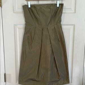 J. Crew Size 2 Strapless Silk Olive Dress